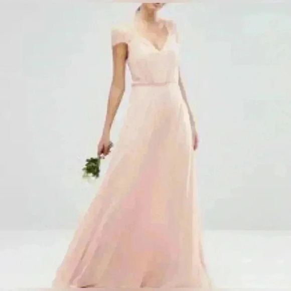 ASOS Kate Lace Maxi Dress - soft pink color size 4 like new - Picture 9 of 12